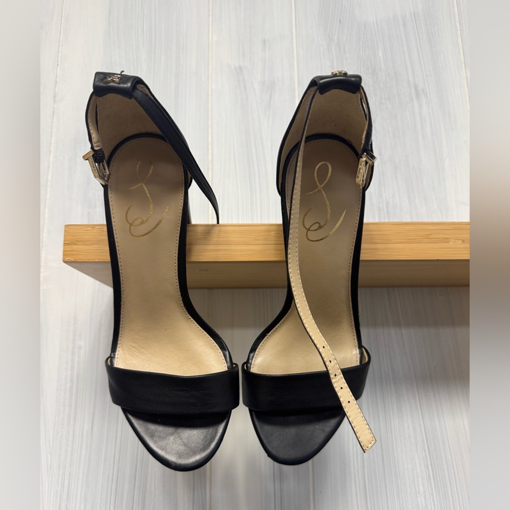 Sam Edelman Black leather Block Heels Size 7